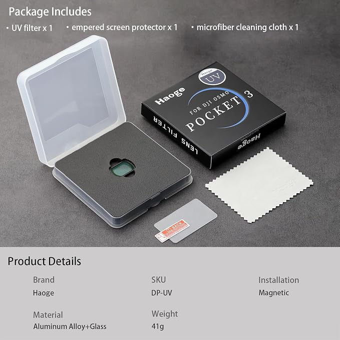 Haoge Magnetic UV Filter for DJI Osmo Pocket 3 Creator Combo, Lightweight - Image 8