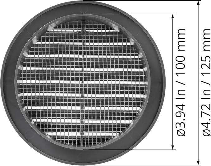 Graphite/Gray 4" Inch Round Ventilation Grille - Image 5