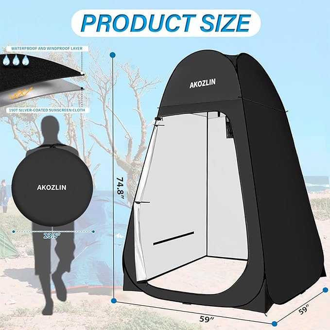 AKOZLIN Portable Pop Up Shower Tent Instant Privacy Dressing Changing Tent Outdoor Shower Room Camp Toilet Tent