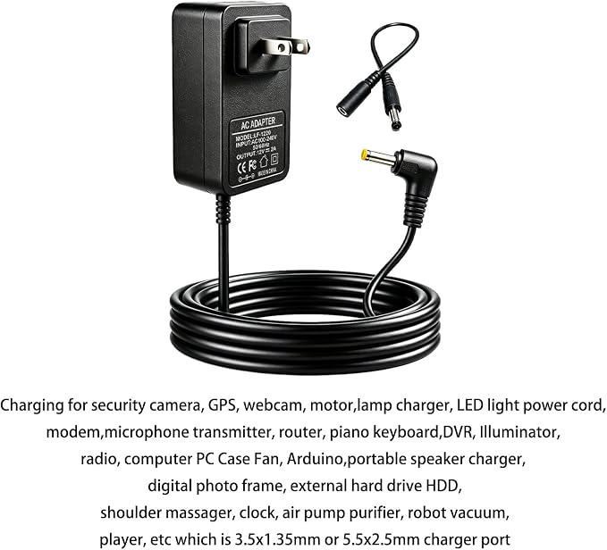 12V 2A AC DC Power Adapter, 6.6FT Cable - Image 4