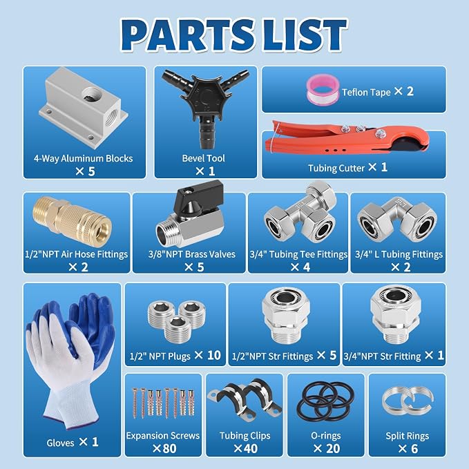 Shop Air Line Kit 3/4” 200FT Compressed Air Piping System HDPE-Aluminum-HDPE - Image 2