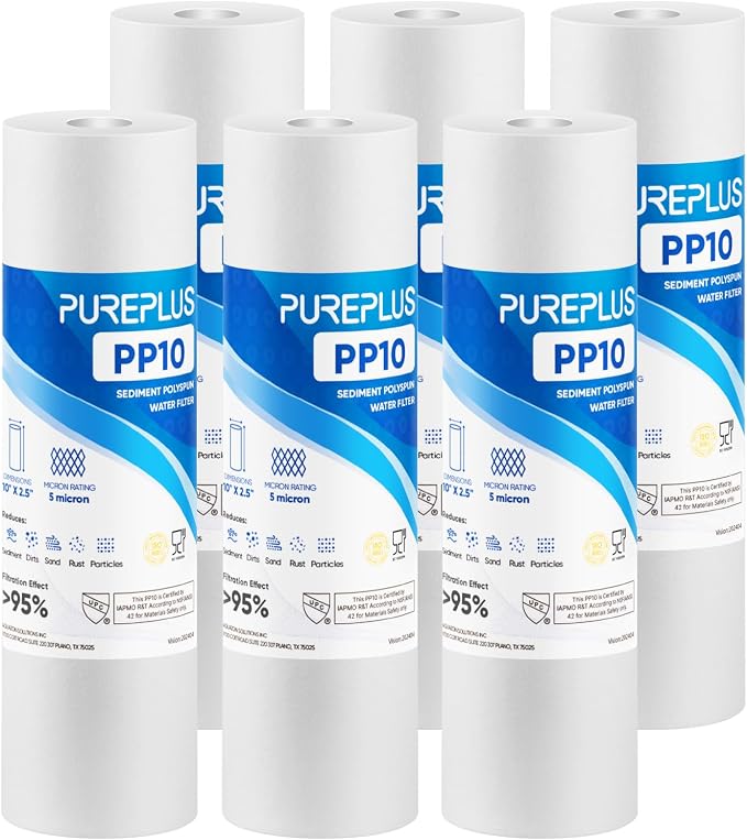 PUREPLUS 5 Micron 10" x 2.5" Whole House Sediment Home Water Filter Cartridge by PUREPLUS