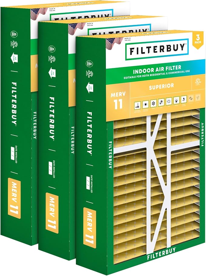 Filterbuy 16x25x5 Air Filter MERV 11 Superior Pet & Allergy Defense, Pleated by Filterbuy