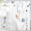 Gibelle 3 in 1 Shower Curtain Set, Blue Watercolor Floral Bath Curtain and PEVA Liner Set with 12 Double Sided Steel Hooks, Waterproof Fabric Bathroom Curtain 72x72
