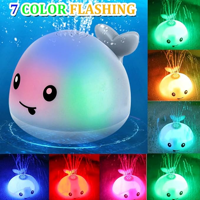 Bath Toys for Kids Ages 1-3 - 1 2 3 Year Boys Girls Gifts | Christmas Stocking Stuffers 6-12-18 Months | Light Up Whale Bath Toy Sprinkler Toddler Bathtub Pool Water Table Toys