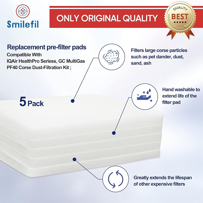 Smilfil 5 Pack PF40 Replacement Pre-Filter Pads Compatible - Image 4