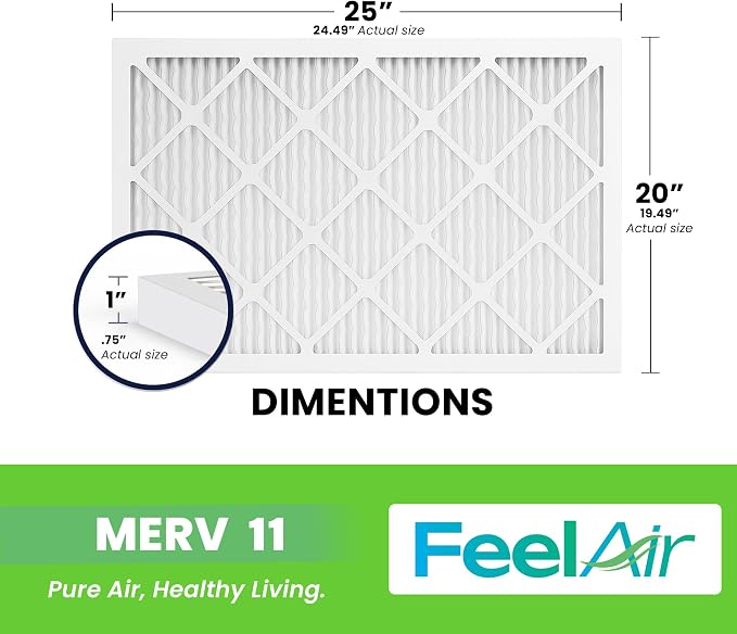 20x25x1 Air Filter – 6 Pack, MERV 11 Pleated HVAC & Furnace Filter, - Image 2