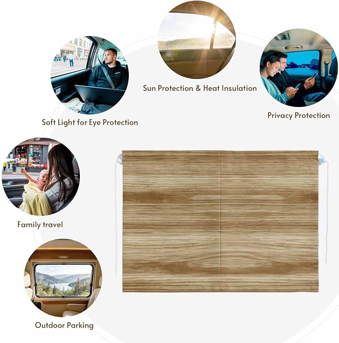 Light Brown Wood Grain Magnetic Double Layer Car Window Shades, Side Window - Image 7
