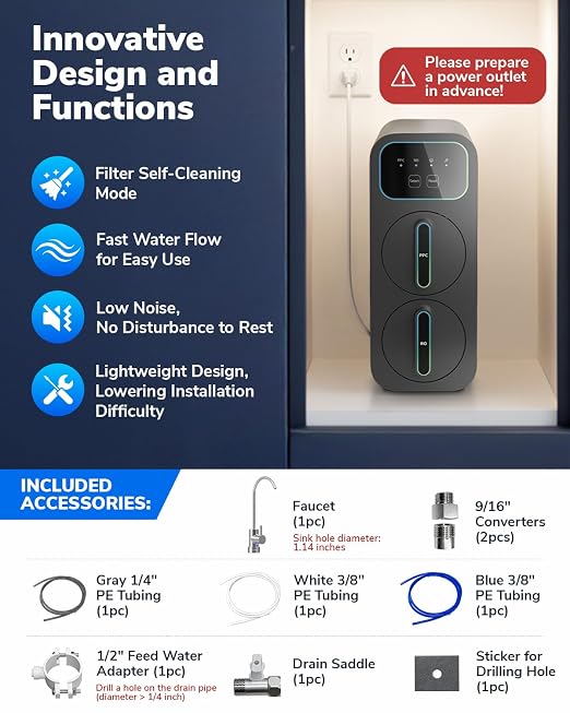 E6 600GPD Compact Space-Saving Under Sink RO Water Filter, Reverse Osmosis - Image 6