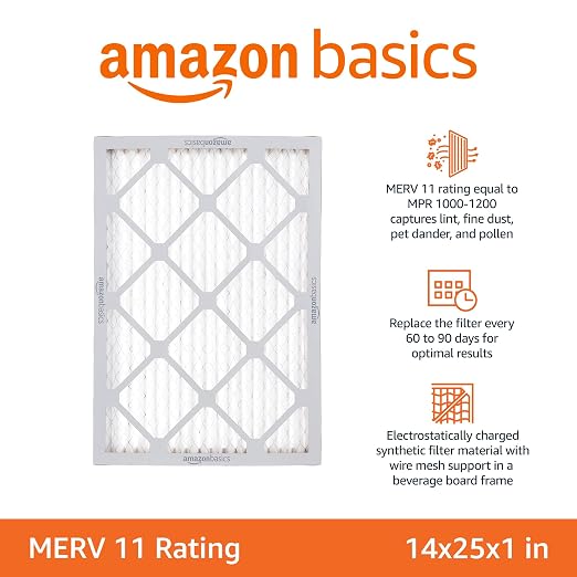 Amazon Basics 14x25x1 Air Filter, MERV 11 AC Furnace Filters, Allergy Control - Image 2