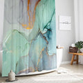 Gibelle Long Fabric Shower Curtain 72 x 78, Tall Abstract Marble Shower Curtains for Bathroom, Blue Green Purple Jade Texture Gold Stripes Ombre Ink Art Decor Bathroom Curtains Set