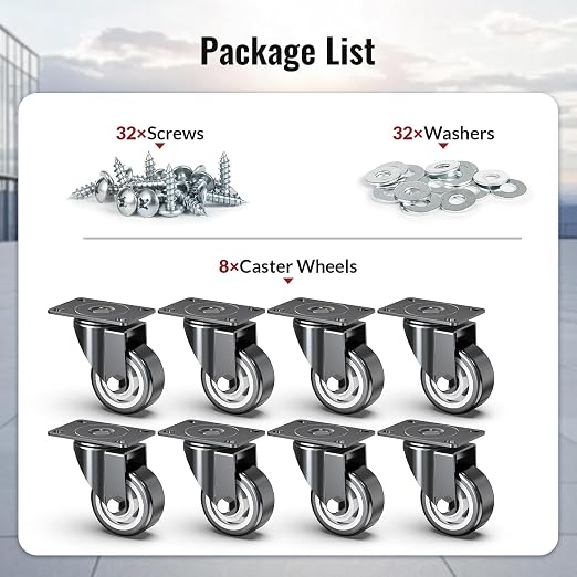 3 inch Swivel Caster Wheels, Heavy Duty PlateCasterswith no Brakes Total - Image 7