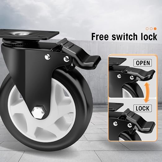 Casters, Top Plate Swivel Wheels, Locking Casters - Image 2