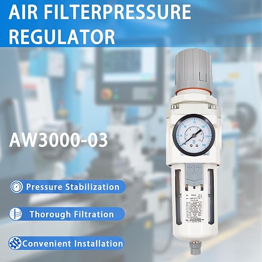 XingNEeng 3/8" NPT Compressed Air Filter Regulator Combo Piggyback, Water/Oil - Image 8