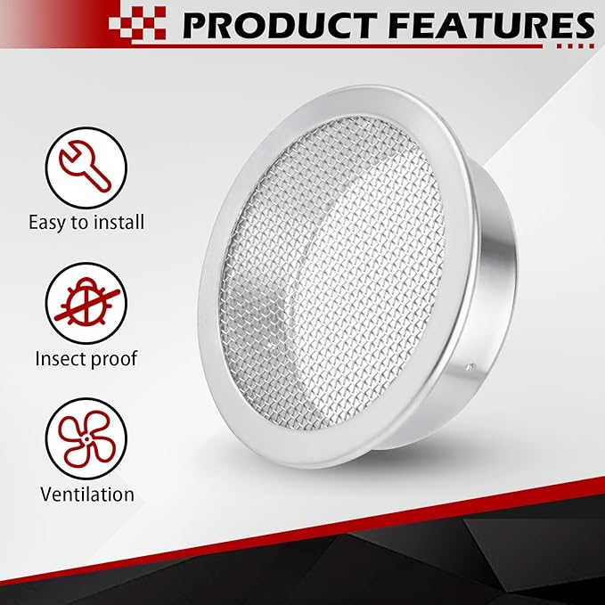 2-Inch Round Open Screen Vent, Mill Finish, 12 Pack - Image 3