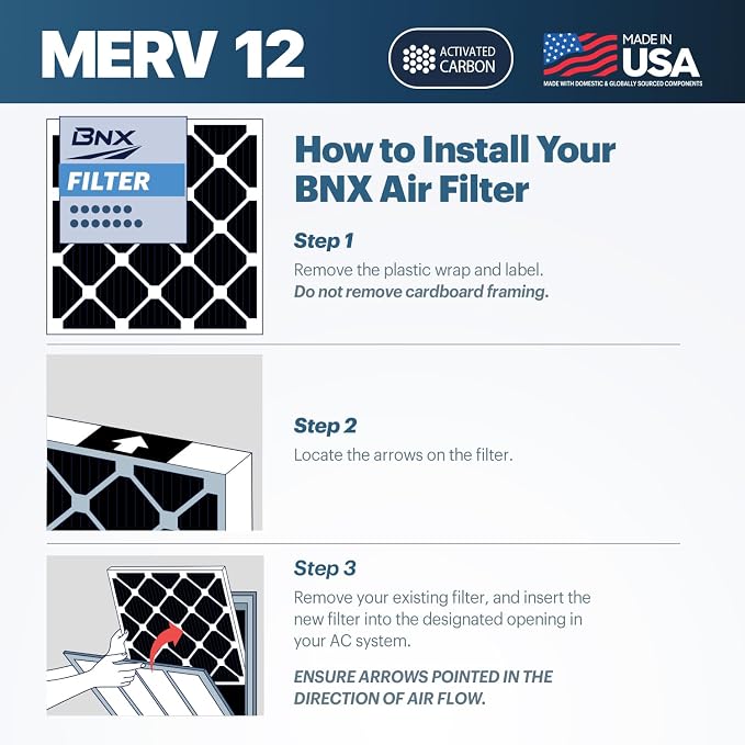 BNX TruFilter 20x24x1 MERV 12 Odor Defense AC Furnace Air Filter - Image 8