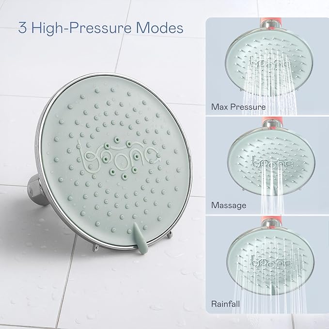 BOONA Original Double Shower Head as Seen on Shark Tank | Tandem Shower for Couples | High Water Pressure, with 3 Flow Settings | Easy DIY Install, Retro Miami