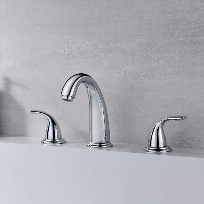 sumerain 2 Handle Widespread Roman Tub Faucet with Valve Chrome Finish, High Flow