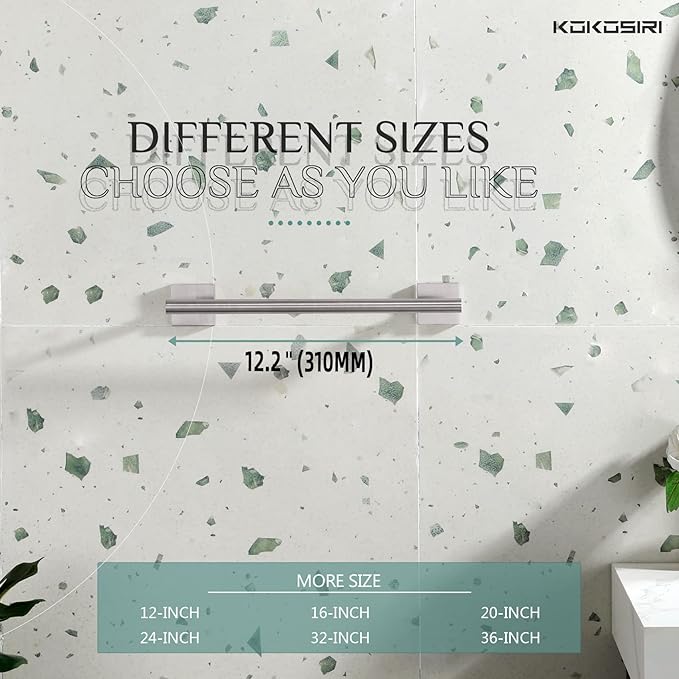 KOKOSIRI Towel Holder 12 Inch Bathroom Hand Towel Bar for Bath Kitchen Toilet Brushed Nickel Stainless Steel B4005BR-L12