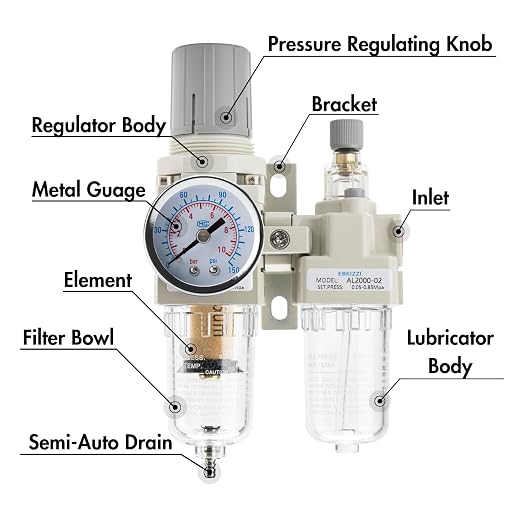 1/4" NPT Air Compressor Water Separator Regulator Filter Combo Compressed Air - Image 3