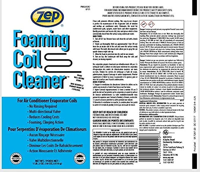 Zep Foaming Coil Cleaner - 20 oz - 20201 - Professional Strength Quickly Cleans - Image 8