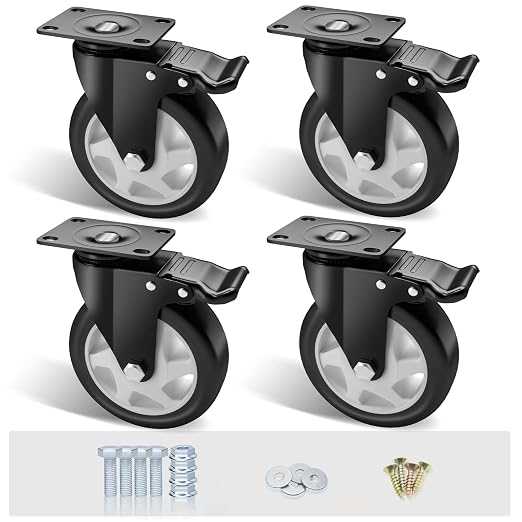 5" Swivel Plate Casters, 1400Lbs Capacity by ASHGOOB