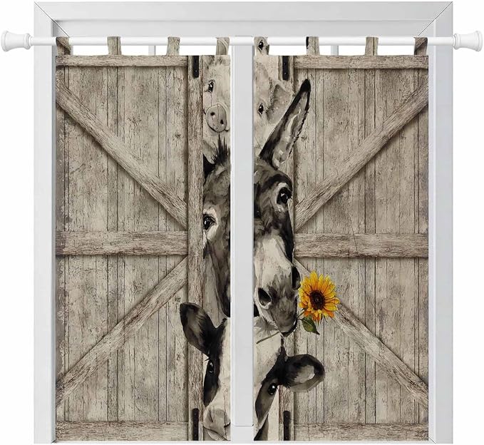 Funny Farm Animals Bathroom Curtains 63 Inch Length, Window Curtains Tab Top by Unknown