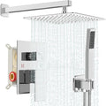Shower Faucet Set Bathroom Square Rain Shower Head and Handle Set, Wall Mounted Shower Fixtures With Shower Valve and Trim Kit 12 inch Polished Chrom