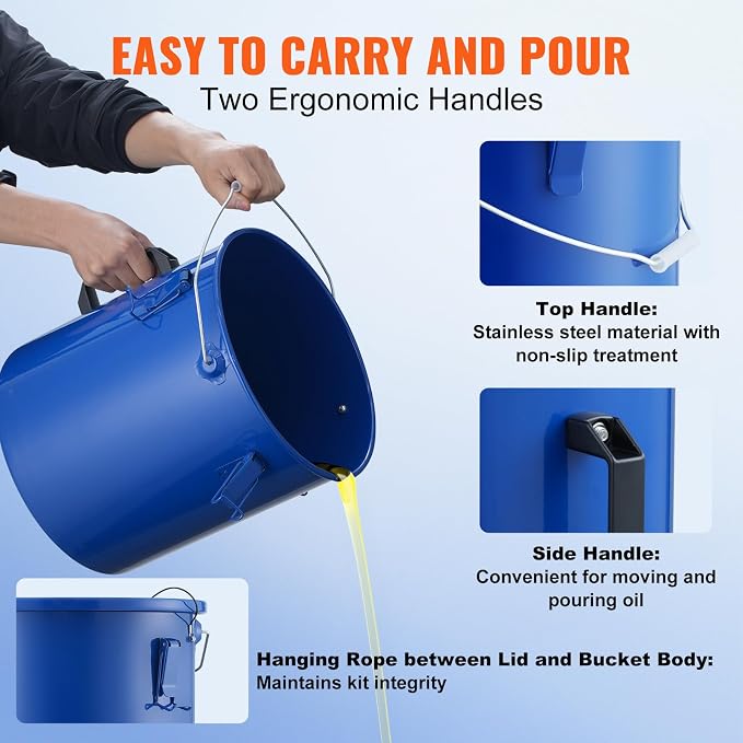 VEVOR Fryer Grease Bucket - 6 Gal Carbon Steel Oil Disposal Caddy - Image 5