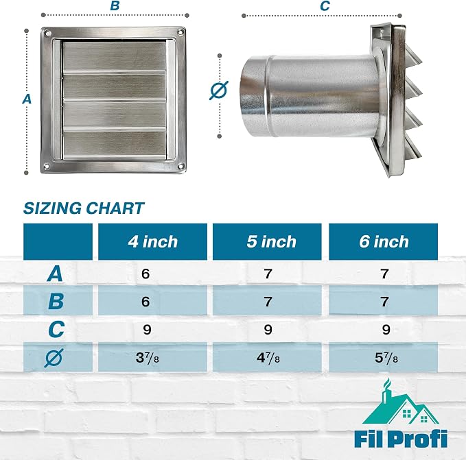 Wall Vent Cover with Metal Mesh Screen, Exterior Hood Vent - Image 7