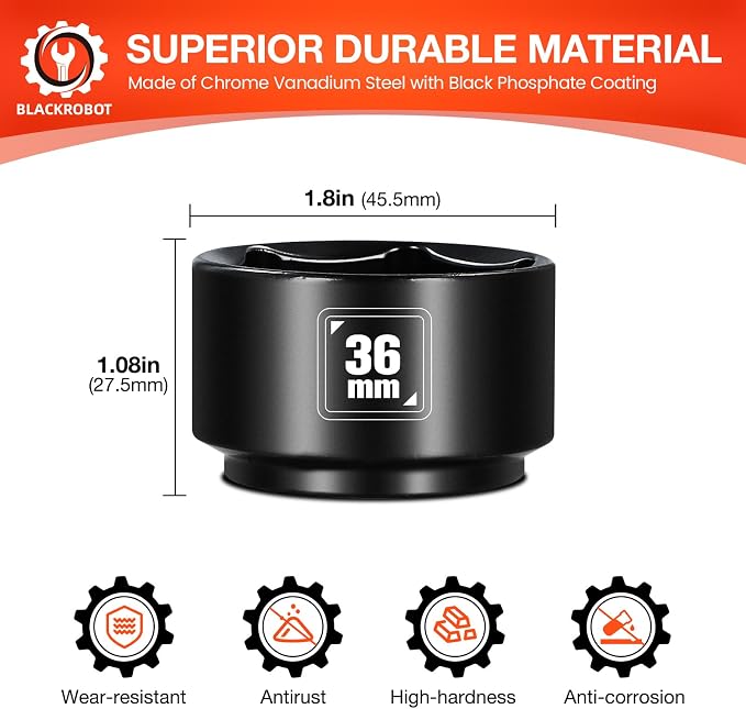 BLACKROBOT 36mm Low Profile Oil Filter Socket, 3/8" Drive 6-Point Oil Filter - Image 2