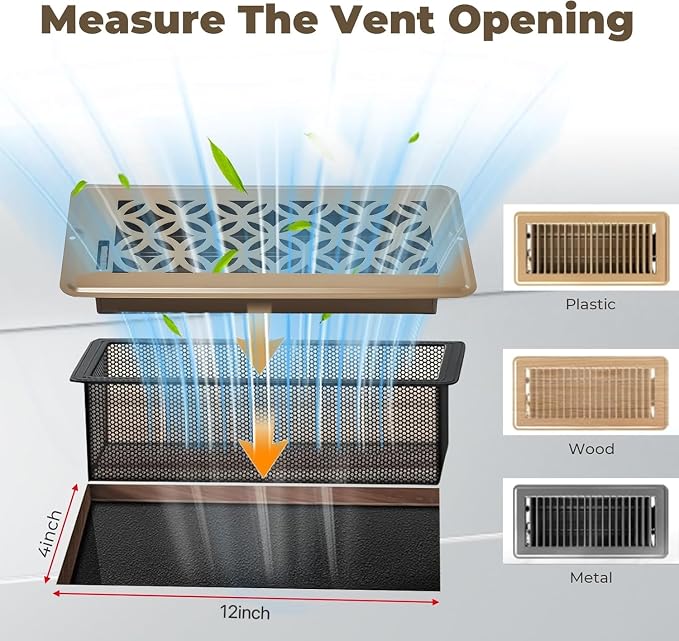Floor Vent Screen Net for 4x12'' Floor Register, Vent Mesh for Trapping Debris - Image 5