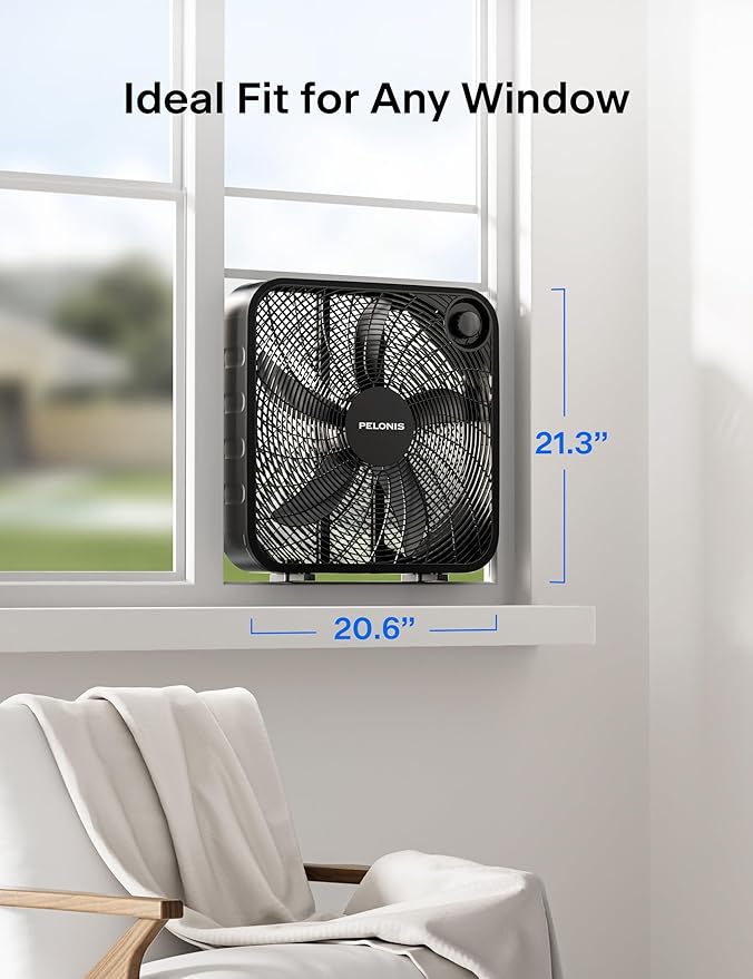 PELONIS 20 Inch Box Fan – 3 Speeds, Window Fans, Floor or Tabletop, Superior - Image 7