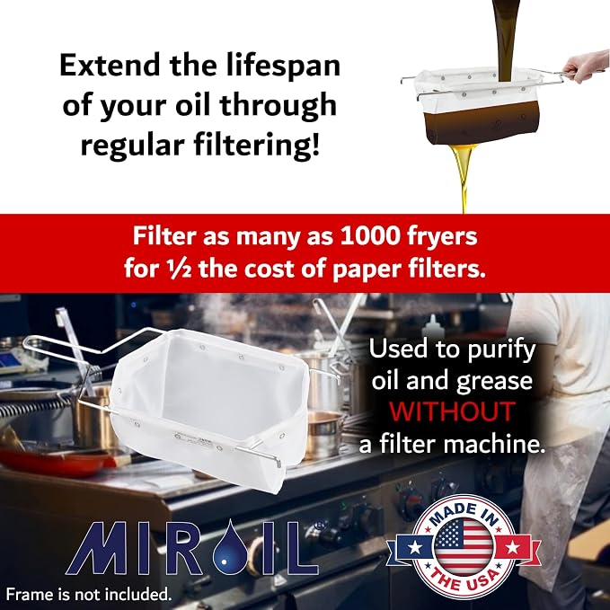 MirOil RB6PS EZ Flow Deep Fryer Oil Filter Bag – Reusable Grease Strainer to - Image 7