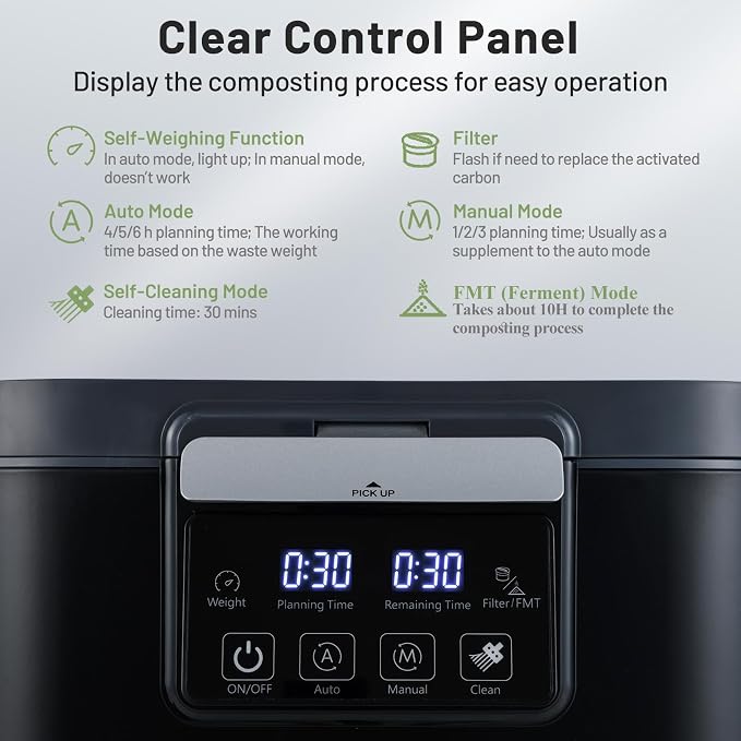 COSTWAY 4L Electric Composter for Kitchen, Smart Waste Dispenser Countertop - Image 8