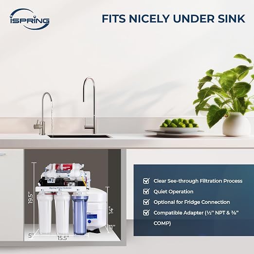 iSpring RCC7P-AK, 6-Stage Reverse Osmosis System Under Sink Alkaline Water - Image 5