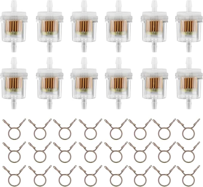 12pcs 1/4 Inch Gas Inline Fuel Filter Compatible by AloneGoer