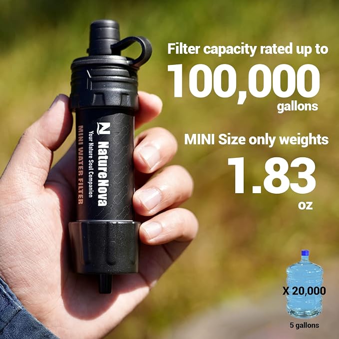 Mini Water Filter NatureNova Portable Emergency Water Filtration System Hiking - Image 5