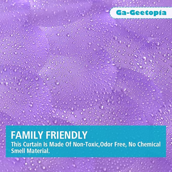 Ga-Geetopia EVA 3D Purple Pearl Plastic Shower Curtain Liner - Premium Light Weight 72" x 72" Bathroom Shower Showroom Curtain Liner with Rustproof Metal Gromments and Weighted Magnet