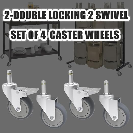 RILIDRI 3-Inch Swivel Stem Caster, 7/16-Inch Stem Diameter Rubber Wheel - Image 8
