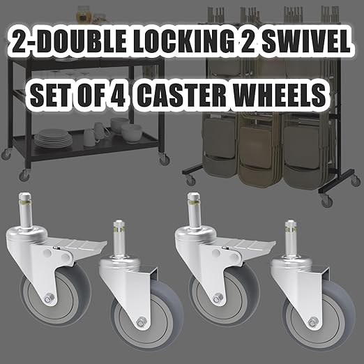RILIDRI 4-Inch Swivel Stem Caster, 7/16-Inch Stem Diameter Rubber Wheel - Image 8