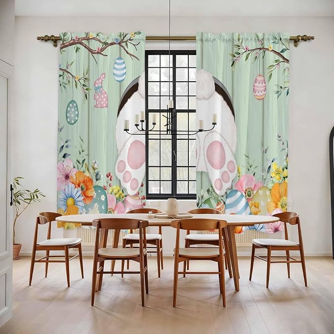 Easter Window Curtains 72 Inch Long 2 Panel Set, Rod Pocket Long Curtains & by Unknown