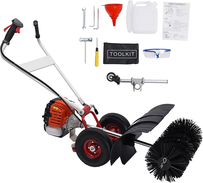 TFCFL 52CC 2 Stroke Gas Power Broom, 2.3HP Walk Behind Sweeper Outdoor Handheld by TFCFL
