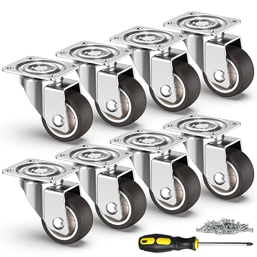 HOLKIE Caster Wheels 1.5 inch, Heavy Duty Furniture Casters Set of 8, Rubber by HOLKIEUSA