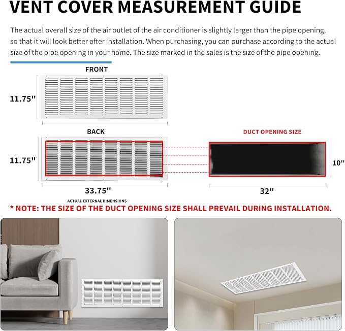 32 x 10 Vent Cover, Air Return Vent Cover, Flat Vent Cover, Rejillas De Aire - Image 4