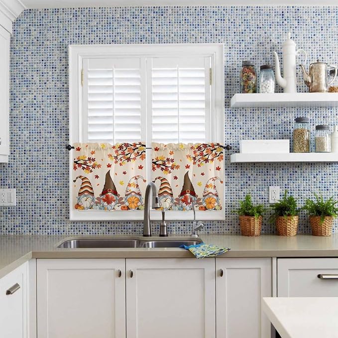 Fall Kitchen Curtain Set, Light Filtering Short Curtains Valance - Image 6