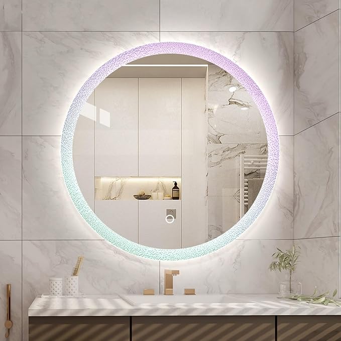 Round LED Bathroom Mirror, Wall Mounted Mirror by Unknown