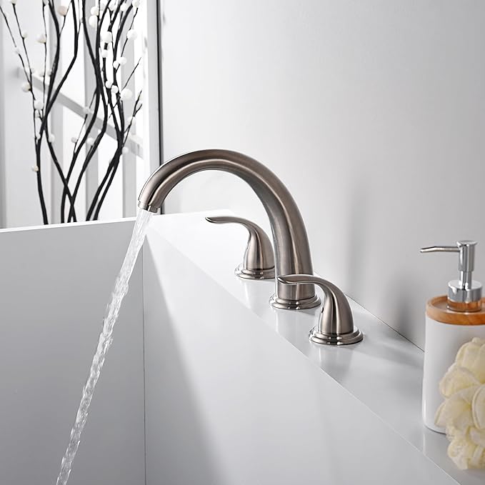 SUMERAIN Classic Roman Bathtub Faucet Brushed Nickel Tub Faucet 3 Hole 2 Handle, Valve Included
