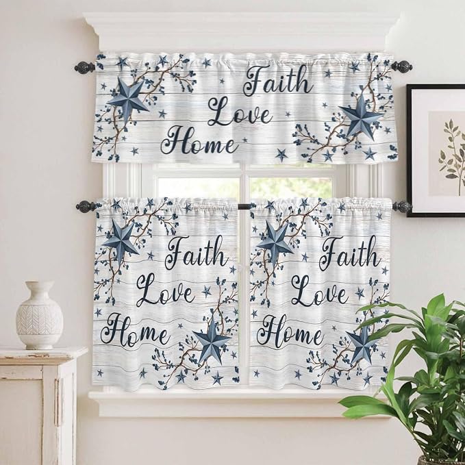 Farmhouse Kitchen Curtains Set 3 Piece - Image 9