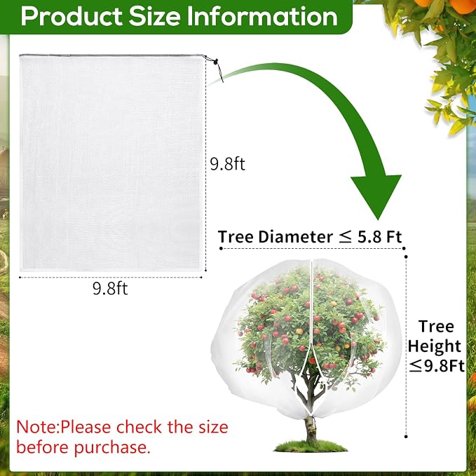 9.8 x 9.8 ft Large Fruit Tree Netting Cover - Image 2